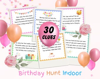 Birthday Treasure Hunt: Indoor Scavenger Game, Kids Party (PDF Download)