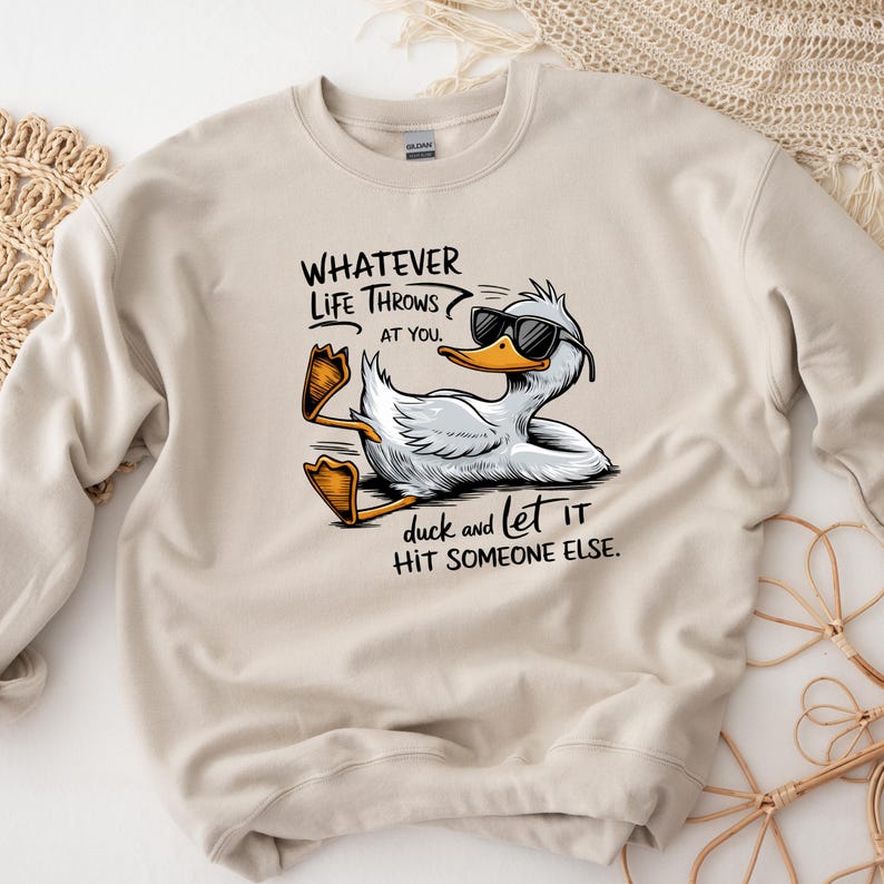 Let's Recap Graphics Funny Duck Quote Shirt | Whatever Life Throws Graphic | Humor T Shirt ...