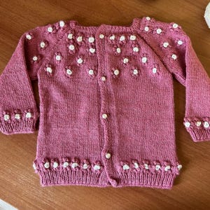 Handmade Wool Baby Cardigan with Floral Detail
