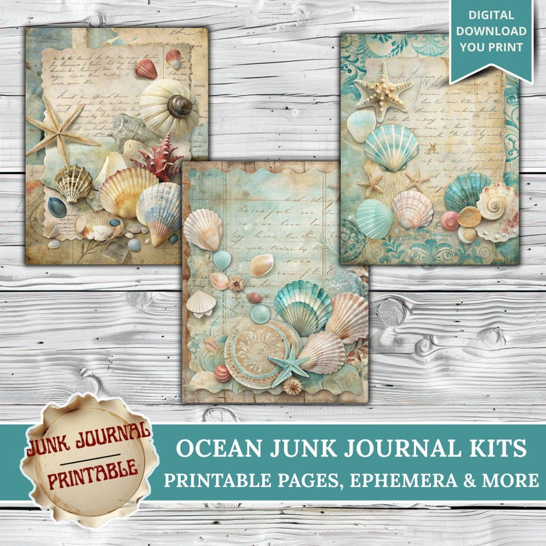 Ocean Junk Journal, Junk Journal Supplies, Junk Journal Kits, Summer ...