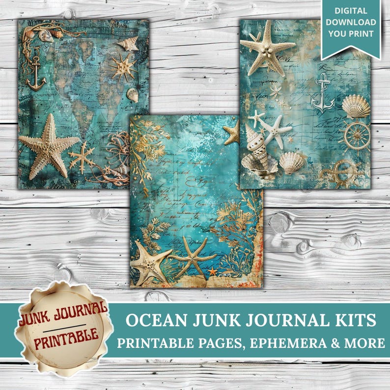 Ocean Junk Journal, Junk Journal Supplies, Junk Journal Kits, Summer ...
