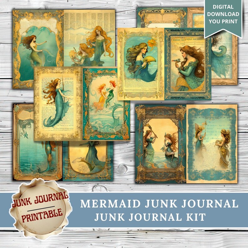 Junk Journal Mermaid, Junk Journal Supplies, Junk Journal Kits, Mermaid ...