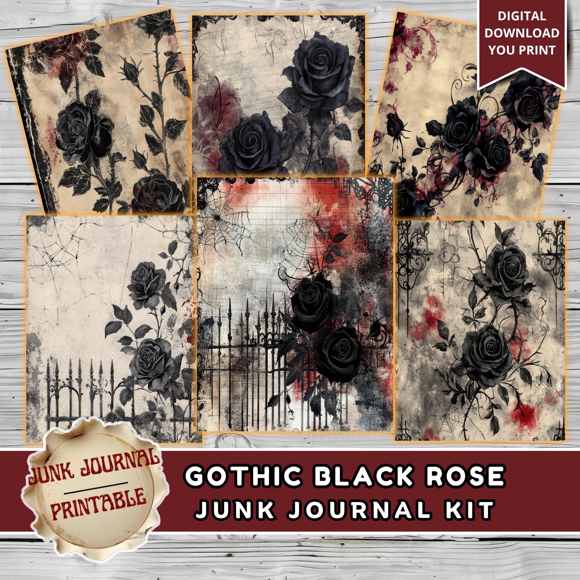 Gothic Black Rose Junk Journal Kit - 127 Pages Dark Victorian Printable ...