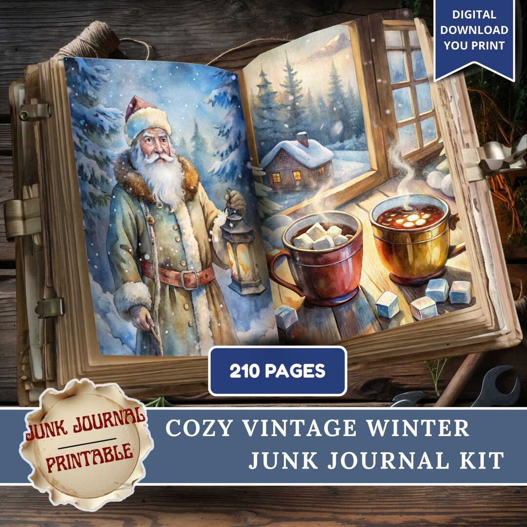 Vintage Winter Junk Journal Kit: Printable Snowy Day Scrapbook Pages - Etsy