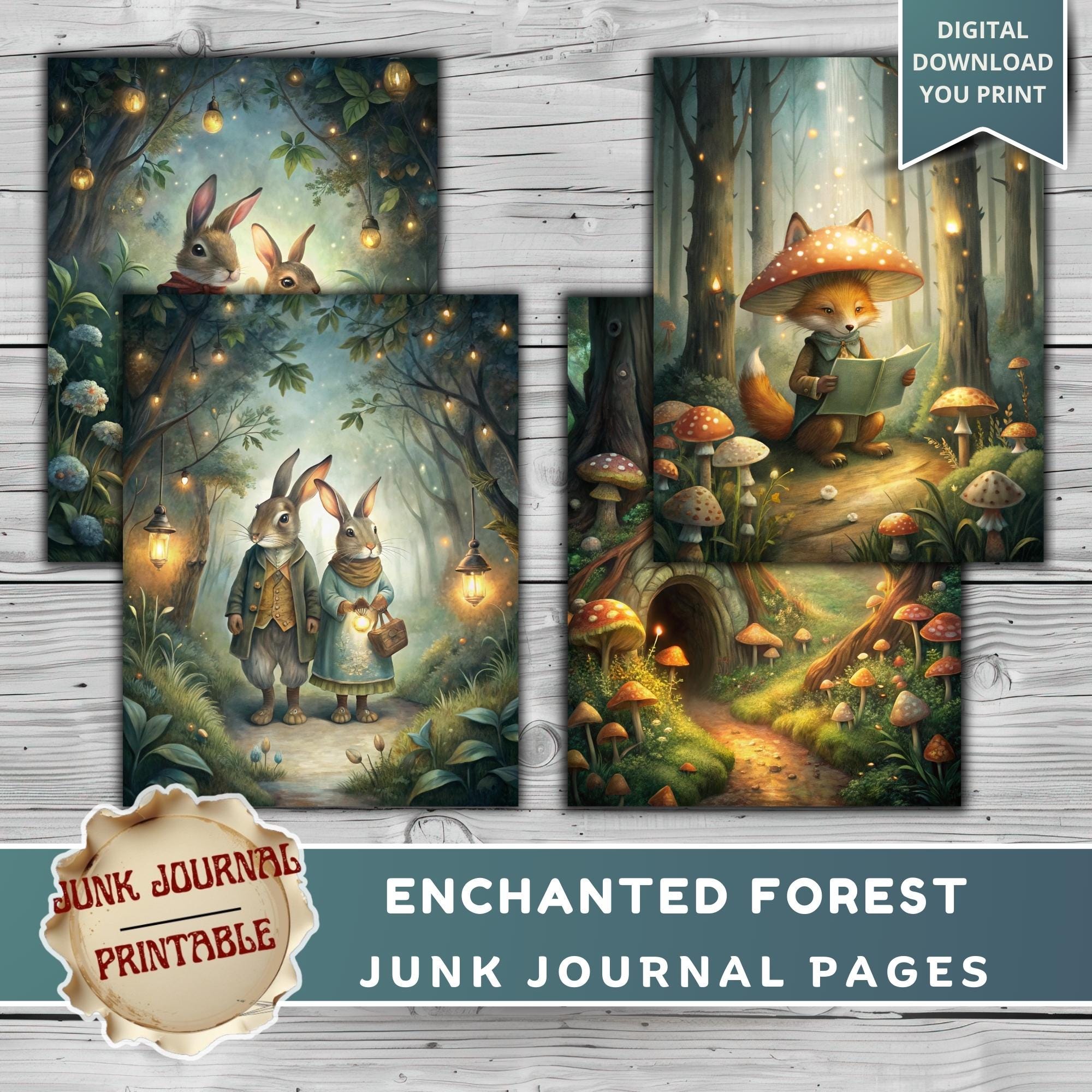 Enchanted Forest Junk Journal Kit - 134 Pages Fantasy Woodland ...