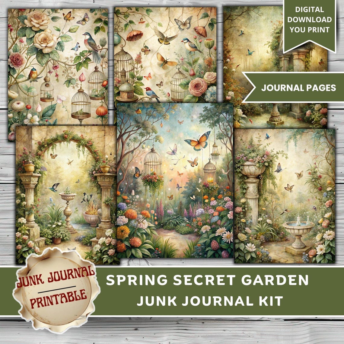 Garden Junk Journal Kit Printable, Secret Garden Ephemera, Spring ...