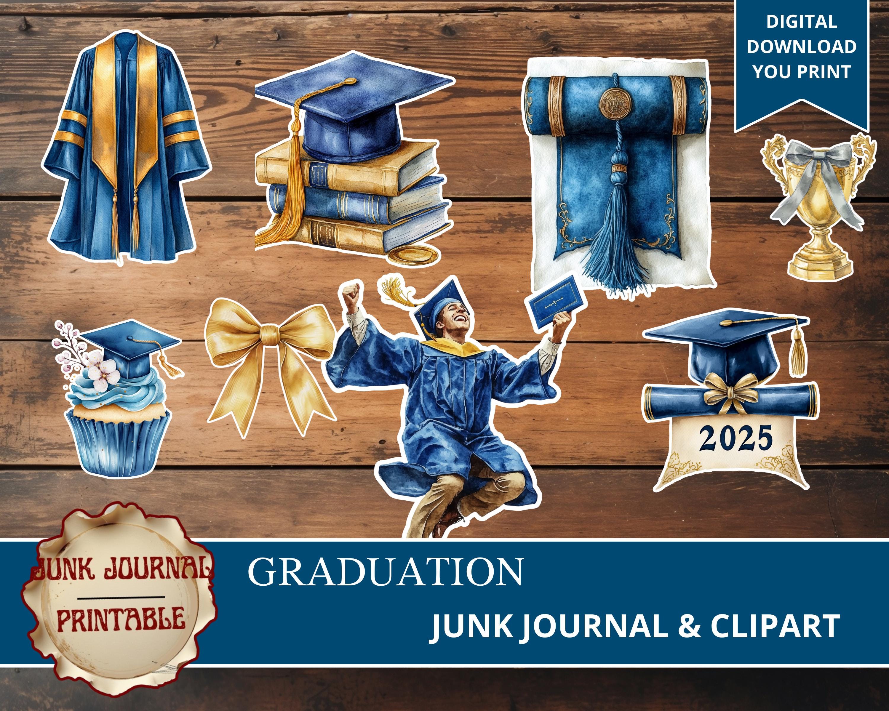 Graduation Junk Journal Kit, Printable Ephemera & Clipart (digital ...