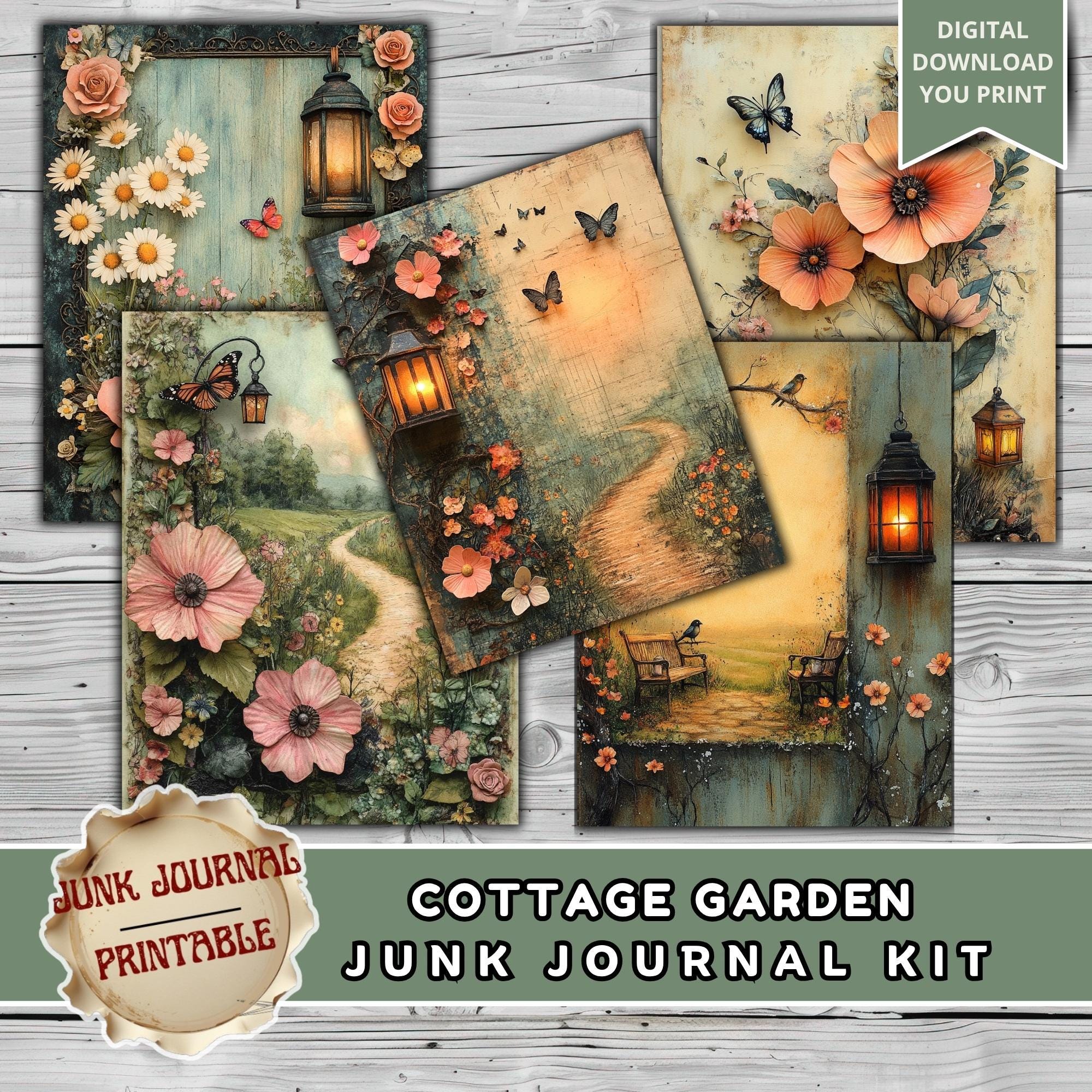 Cottage Garden Junk Journal Kit Printable, 121 Pages Lantern Wildflower ...