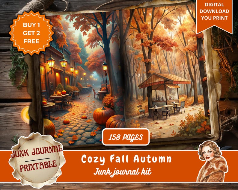 Cozy Autumn Junk Journal Kit, Vintage Ephemera (digital Download) - Etsy