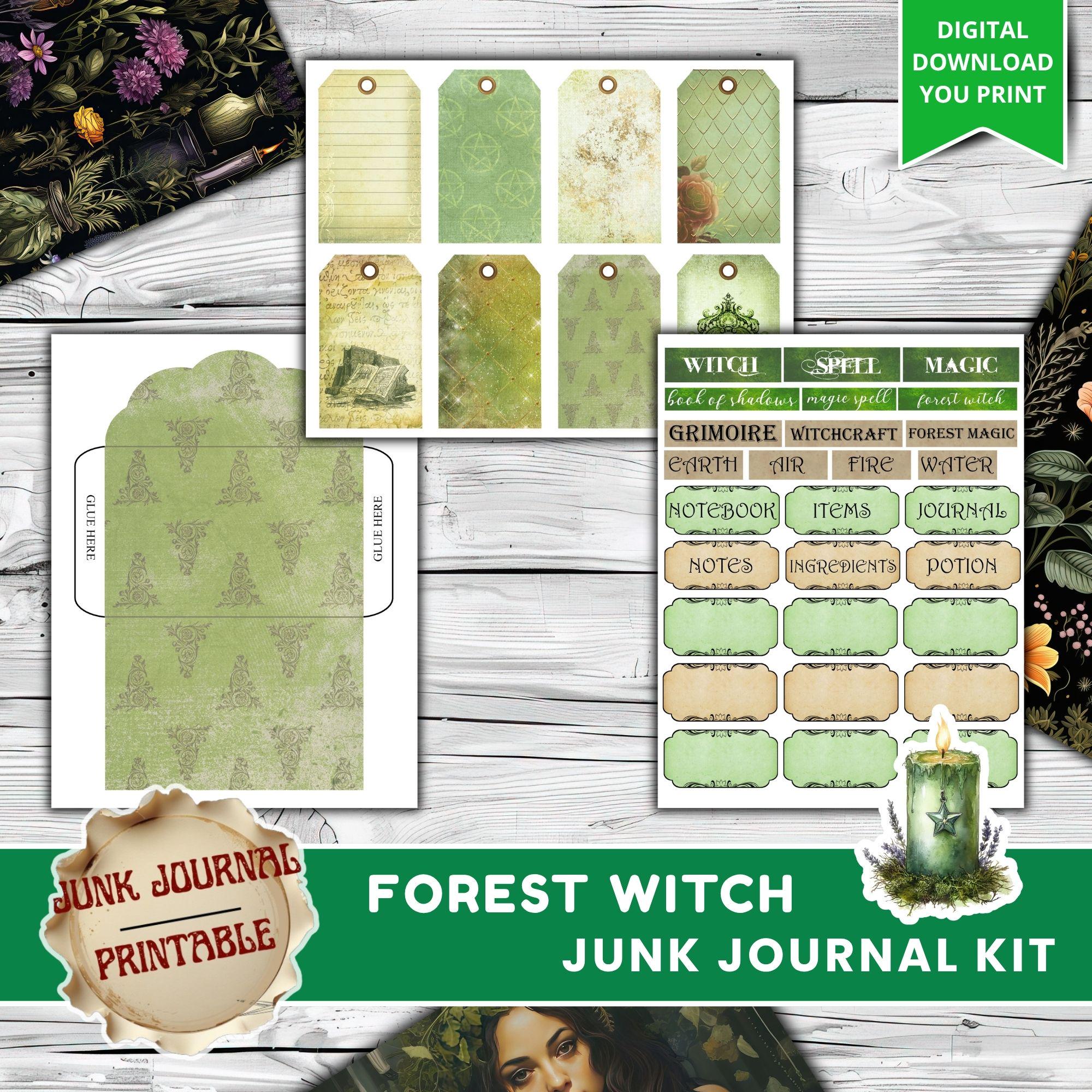 Forest Witch Junk Journal Kit, Witchy Journal Pages, Vintage Printable ...