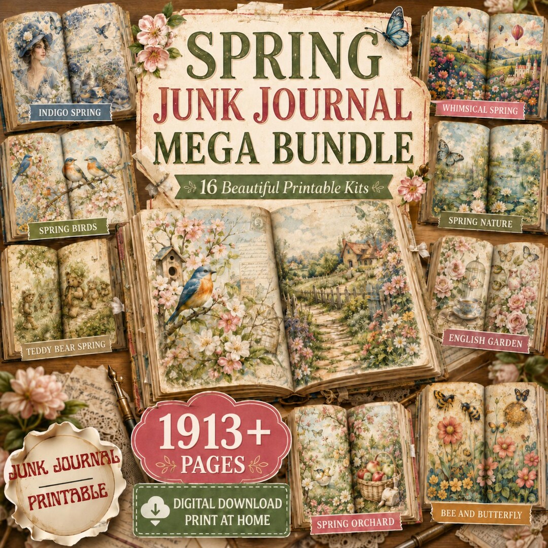 Spring Junk Journal Kit Bundle 1913 Pages Best Sellers Printable ...
