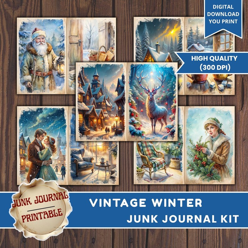 Vintage Winter Junk Journal Kit: Printable Snowy Day Scrapbook Pages - Etsy