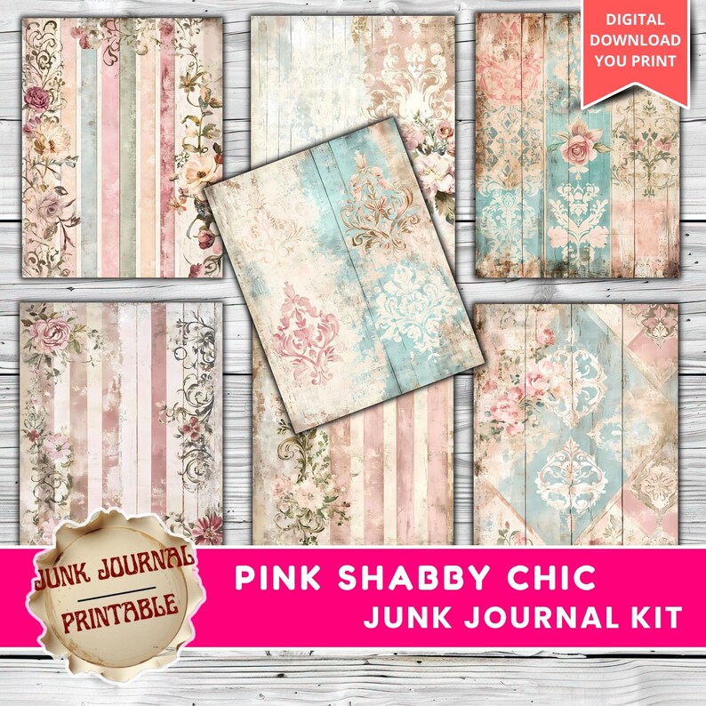 Shabby Chic Junk Journal Kit, Vintage Floral Ephemera (digital) - Etsy