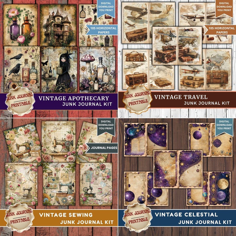 Vintage Junk Journal Kit Bundle, 2333 Pages Best Sellers Printable ...