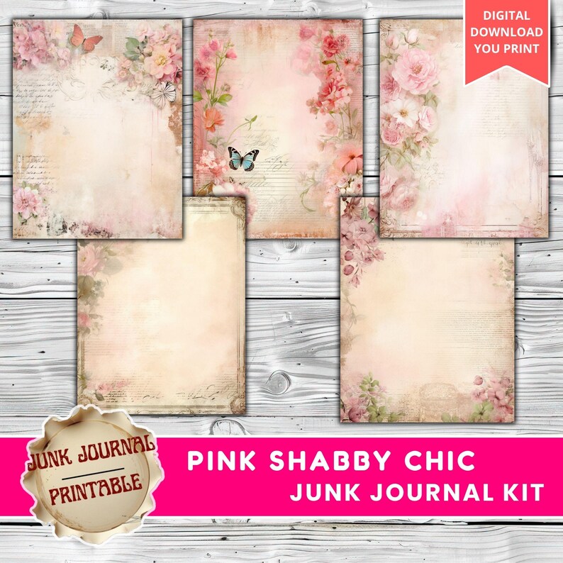 Shabby Chic Junk Journal Kit, Vintage Floral Ephemera (digital) - Etsy