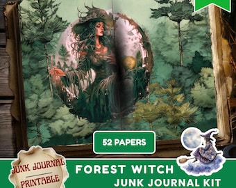 Forest Witch Junk Journal Kit, Witchy Journal Pages, Vintage Printable, Witch Ephemera, Grimoire Scrapbook, Gothic Paper, Digital Download