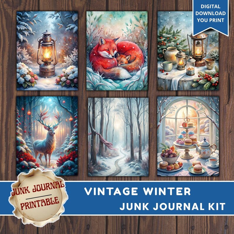 Vintage Winter Junk Journal Kit: Printable Snowy Day Scrapbook Pages - Etsy