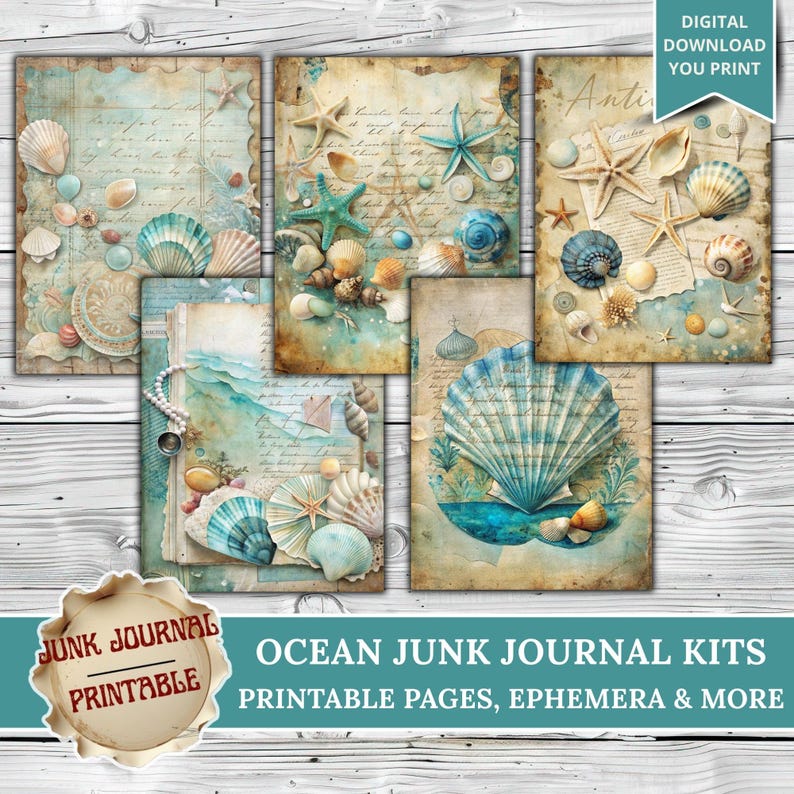 Ocean Junk Journal, Junk Journal Supplies, Junk Journal Kits, Summer ...