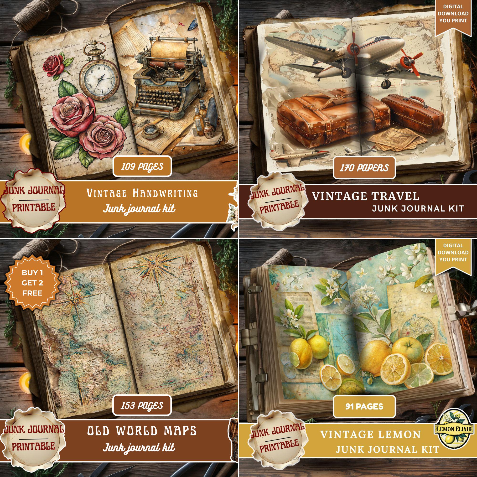 Vintage Junk Journal Kit Bundle, 2333 Pages Best Sellers Printable ...