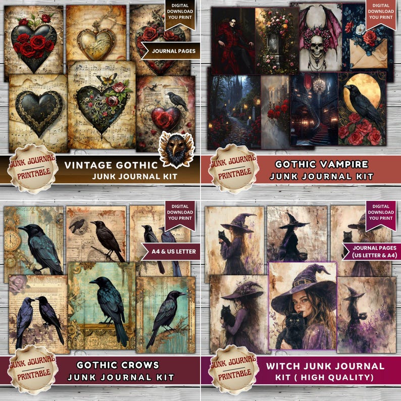 Gothic Junk Journal Kit Bundle 2224 Pages Best Sellers Printable ...
