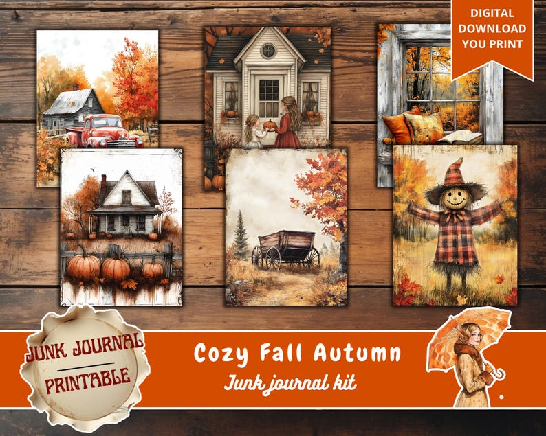 Cozy Autumn Junk Journal Kit, Vintage Ephemera (digital Download) - Etsy