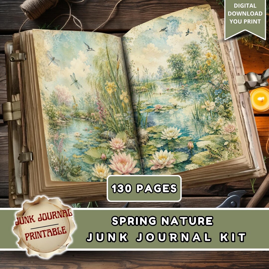 Spring Nature Junk Journal Kit Printable, Watercolor Wildlife Journal ...