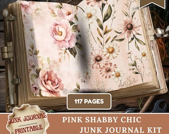 Shabby Chic Junk Journal Kit, Vintage Floral Ephemera (Digital)