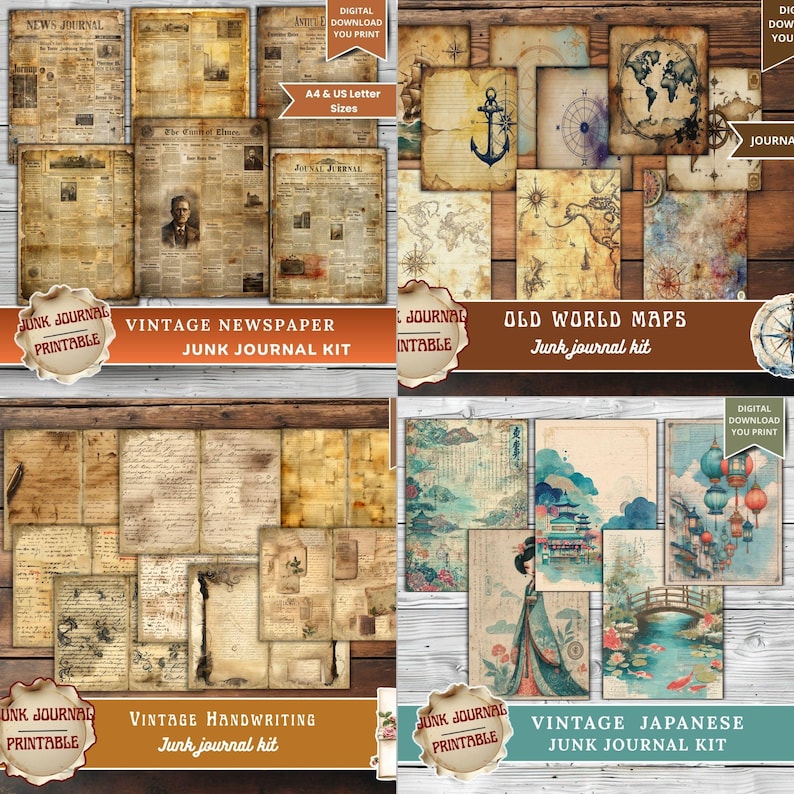 Vintage Junk Journal Kit Bundle, 2333 Pages Best Sellers Printable ...