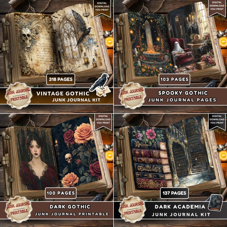 Gothic Junk Journal Kit Bundle 2224 Pages Best Sellers Printable ...