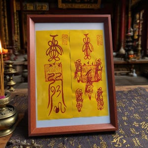 Talismano taoista dipinto a mano dal Maestro: potere misterioso per la ricchezza, la protezione della casa, l'allontanamento degli spiriti maligni e l'esorcismo dei fantasmi sacri