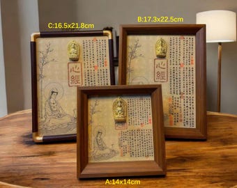 Heart Sutra Wood Plaque: Gold Relief, Buddhist Meditation Decor-Customizable Consecration Service