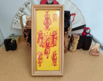 Hand Painted Taoist Talisman: Five Wealth Gods Amulet, Protection-Customizable Consecration Service