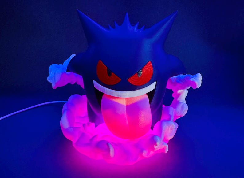 Lámpara LED 3D Gengar: Lámpara USB multicolor de 16 colores con control remoto | Decoración coleccionable de Pokémon, regalo para gamers y amantes del anime