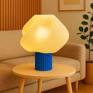 3D Printed Table Lamp Luma – Modern Nightstand Lamp, Aesthetic Desk Light, Soft Warm Glow, Minimalist desk lamp, Colorful Base