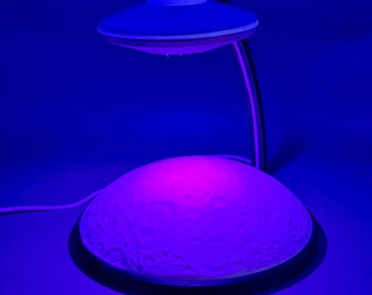Lámpara lunar 3D con OVNI / Luz nocturna LED regulable de 16 colores con mando a distancia / Decoración espacial para habitación / Lámpara de dormitorio galáctica / Regalo de cumpleaños único