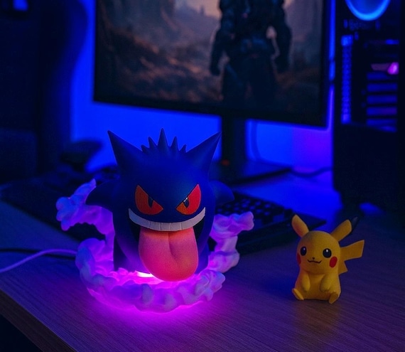 Gengar 3D Printed LED Lamp | 16-color RGB Night Light With Remote