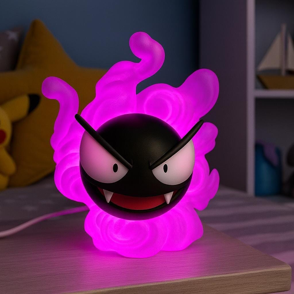 Ghost Lamp 3D Printed, RGB LED Night Light 16 Colors With Remote