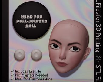 Cabezal para archivos STL de muñecas articuladas (BJD) para impresión 3D