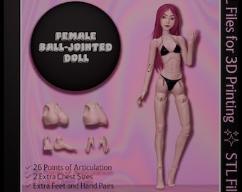 Archivos STL de muñeca femenina articulada (BJD) de 30 cm para impresión 3D