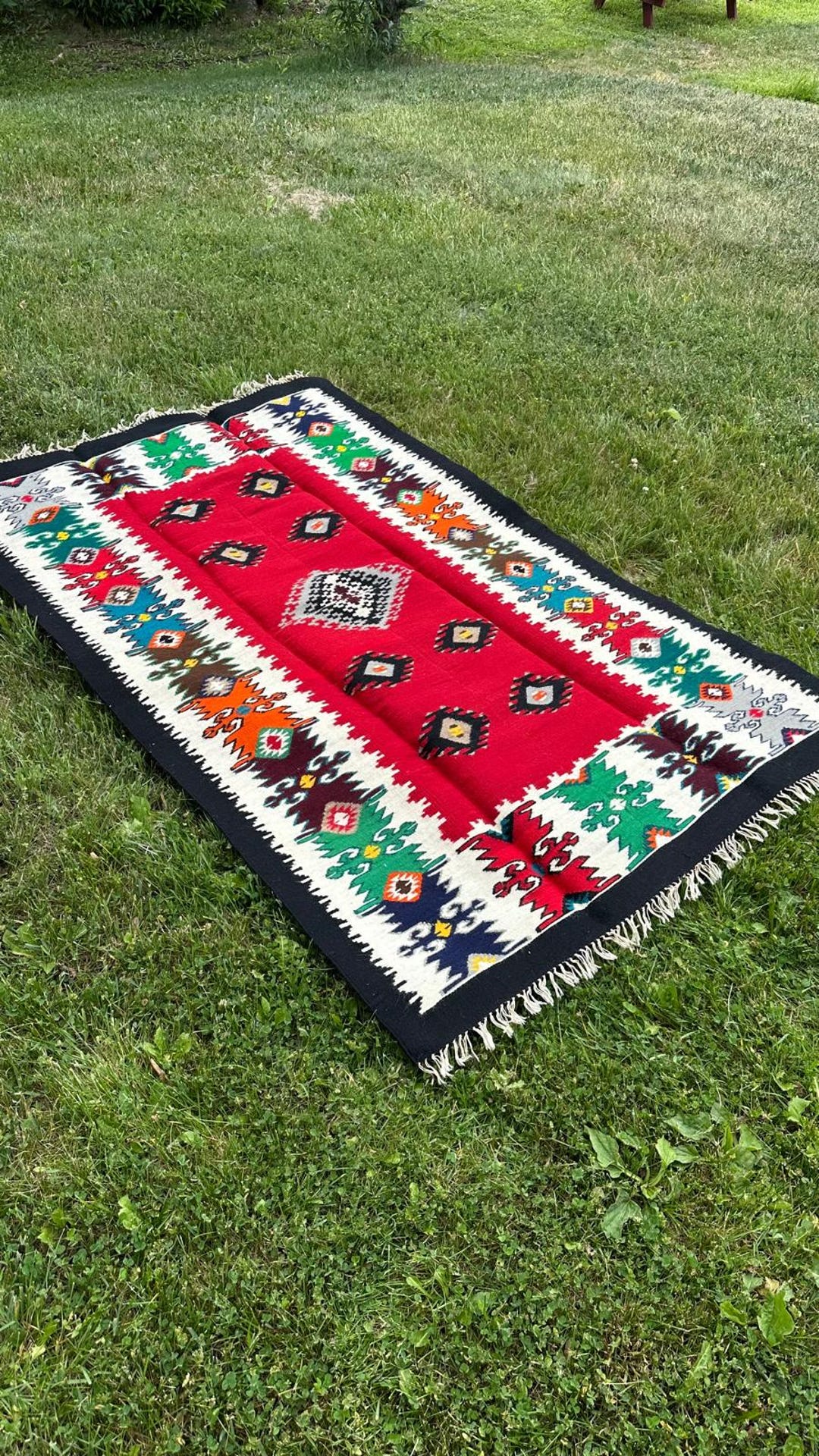 Vintage Handmade Wool Kilim Rug, Balkan Flatweave Area Rug, Boho Decor ...