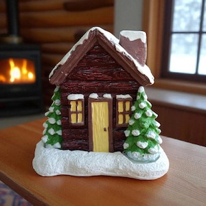 Handmade Snowy Mountain Cabin Incense Burner | Stone Powder Decorative House Ornament | Gift for Home Lovers