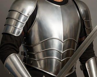 Zestaw stalowych kirysów rycerskich dla mężczyzn – z naramiennikami, kostium LARP Battle Armor LARP, cosplay