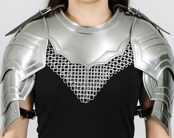 Armadura Medieval de Aço para o Pescoço, Gorgeta e Ombreiras, Traje de Cavaleiro, Cosplay para SCA LARP