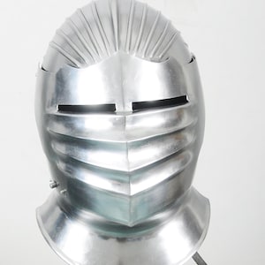 Maximilian Knight Helmet, Medieval Steel Close Helmet, 16th Century Gothic LARP Reenactment Armor