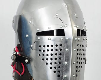 Roa Bascinet Knight Helmet | with Visor & Chainmail - Steel  LARP, Cosplay  Medieval Costume Fantasy Armour