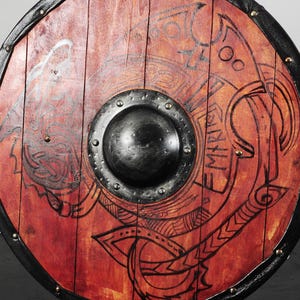 Bouclier médiéval viking en bois de 61 cm (24 pouces) pour GN, cosplay et reconstitution historique. Ensemble d'armure.