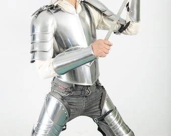 Medieval Armor Suit, Full Plate Knight Set, Gothic Crusader Armor, Barbute Helmet, LARP Replica