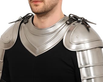 Men's Knight Iron Gorget & Spaulders, Gorget Pauldrons Medieval Armor, LARP, Cosplay