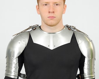 Men’s Medieval Knight Steel Pauldrons & Gorget Armor Set – LARP Cosplay Costume, Warrior Shoulder Armor,