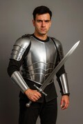 Men's Medieval Knight Steel Cuirass with Pauldrons, LARP Battle Armor Costume  LARP, Cosplay product logo
